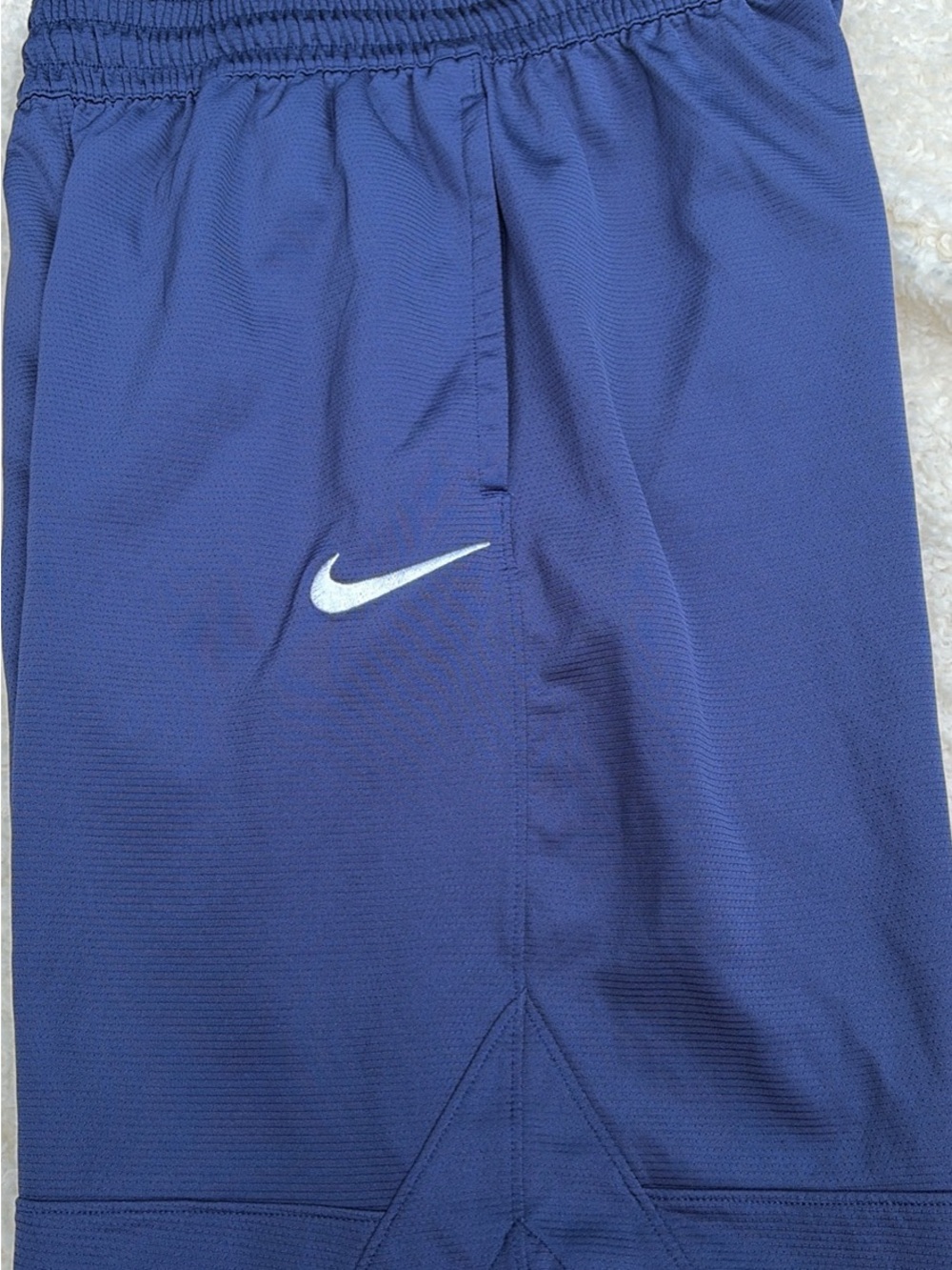 Nike Dark Blue Athletic Shorts with White Swoosh